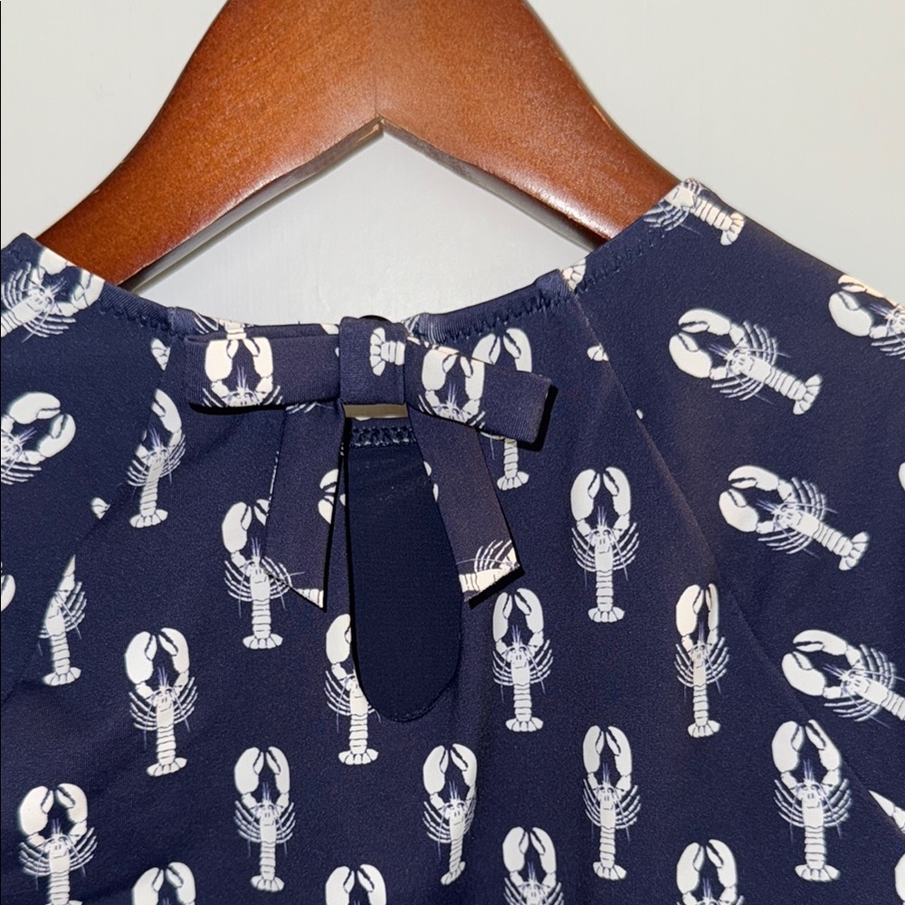 Vineyard Vine Navy Lobster Print Long Sleeve Swimsuit - Picture 4 of 5